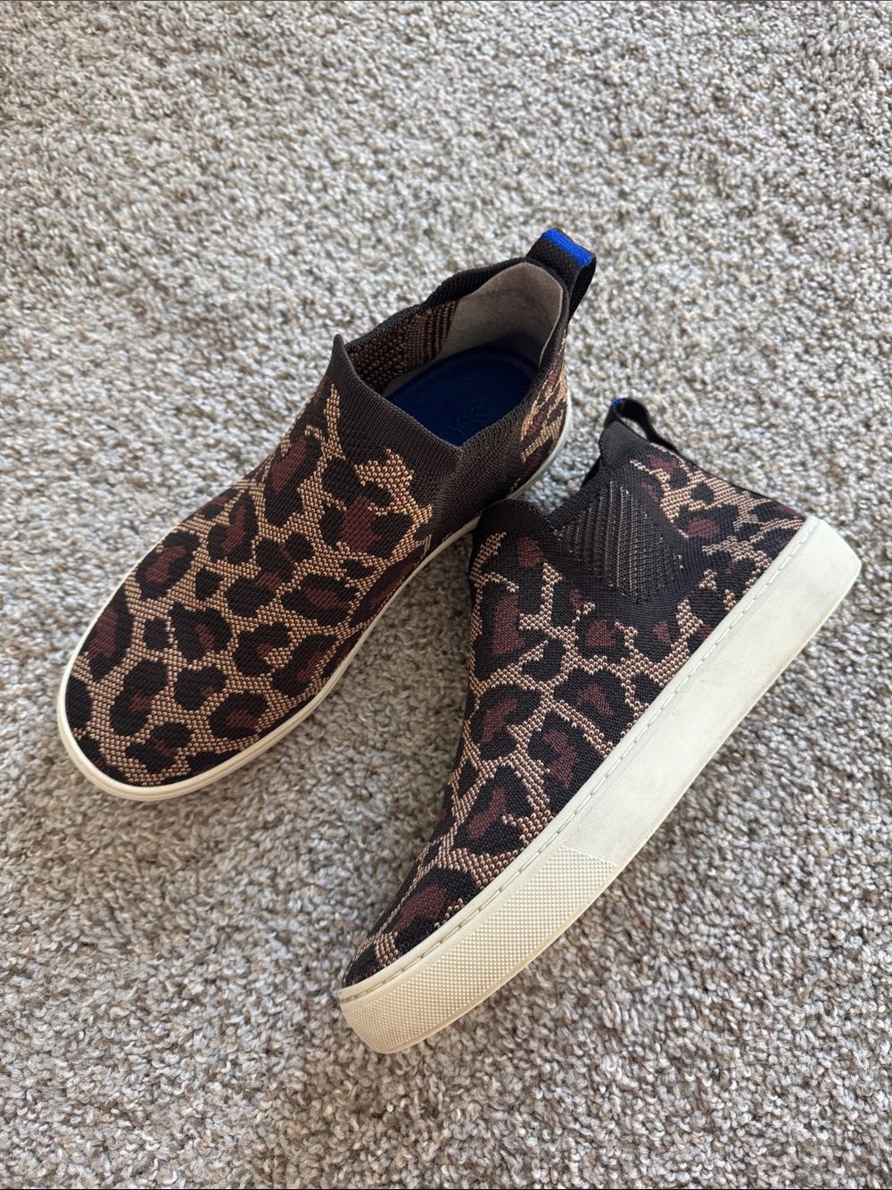 Rothy’s Leopard Knit Slip-On Sneakers - Brown/Tan size 7